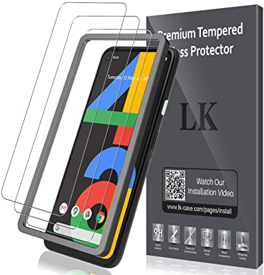 LK [3 Pack] Screen Protector for Google Pixel 4a Tempered Glass HD Clear (Easy Frame Installation) Anti-Scratch, Case Friendly