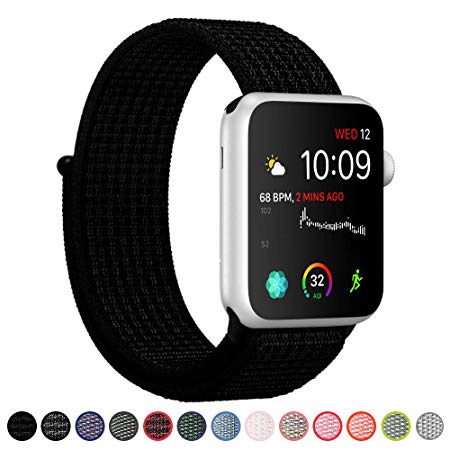 SYRE Compatible with Apple Watch Band 38mm 40mm 42mm 44mm, Lightweight Breathable Nylon Sport Band Replacement for iWatch Series 4, Series 3, Series 2, Series 1