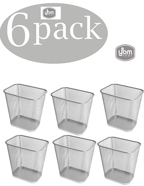 Ybmhome Steel Mesh Rectangular Open Top Waste Basket Bin Trash Can for Office Home 8x12x12 Inches 1042s-6 (6, Silver)