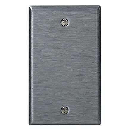 Leviton 84014 003-000 1-Blank Standard Size Wall Plate, 1 Gang, 4-1/2 in L X 2-3/4 in W 0.187 in T, Smooth, 1-Pack, Stainless Steel