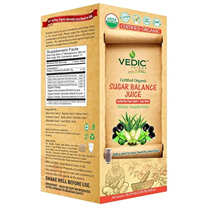 USDA Organic Sugar Balance by Vedic 1000 ml by Vedic Juices