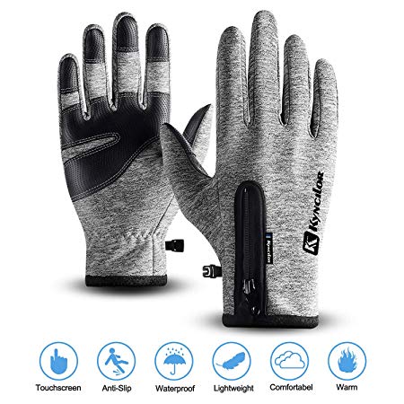 Cycling Gloves,Kekilo Winter PU Leather Waterproof Touchscreen Full Finger Gloves Men&Women Keep Warm,Windproof and Rainproof for Outdoor Activity,Skiing,Running,Cycling,Hiking etc.