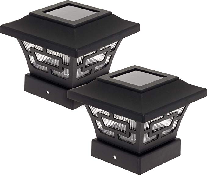 Westinghouse Hilltop 20 Lumens Solar Fence Post Cap Lights for 4x4 Wood Posts (Black, 2 Pack)