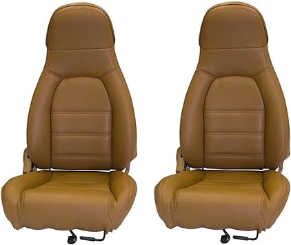 Compatible with Mazda Miata Front Seat Cover Kit Standard Seats Tan Leatherette 1990-1996