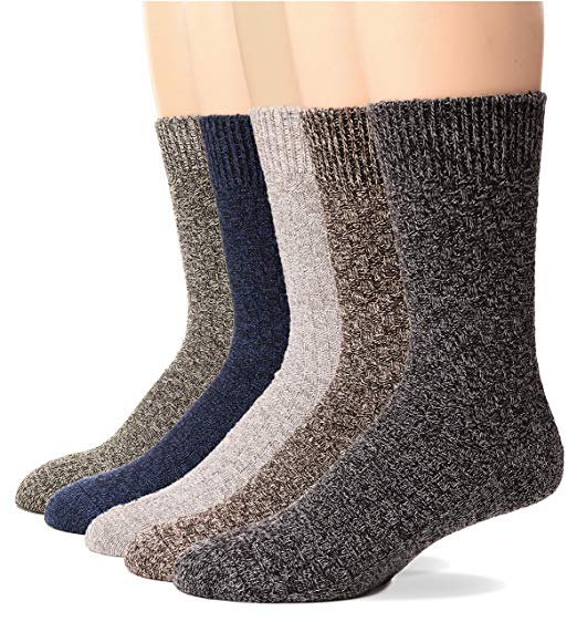 Mens Wool Socks Warm Knit Comfort Cotton Work Duty Boot Winter Socks For Cold Weather 5 Pack