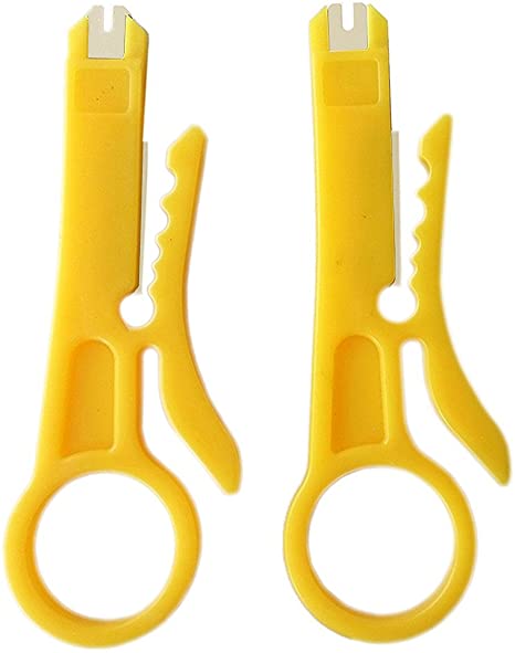 (2IN1) Mini Wire Stripper Crimper Pliers Crimping Tool Cable Stripping Wire Cutter Punch Down Cutter for RJ45 Cat5 Network Wire Cable,Data Telephone cable,Computer UTP Cable (2-Pack,Wire stripping)