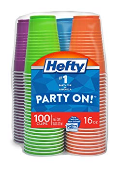 Hefty Plastic Party Cups (Assorted Colors, 16 Ounce, 100 Count)