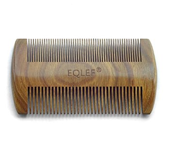 EQLEF Beard wooden comb Green sandalwood no static handmade comb mustache wood comb beard comb