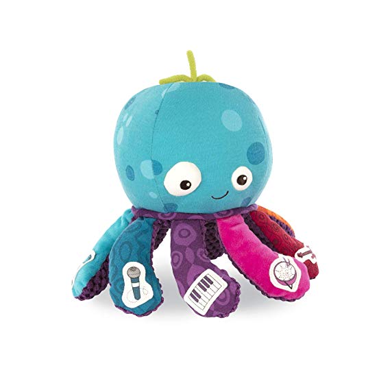 B. toys by Battat – Under the Sea Jamboree – B. Softies – Musical Octopus Toy – Soft Octopus Plush with 8 Instruments - Sensory Toys for babies 10 months