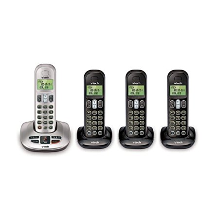 VTech CS6199-42 DECT 6.0 Cordless Phone, Silver/Black, 4 Handsets