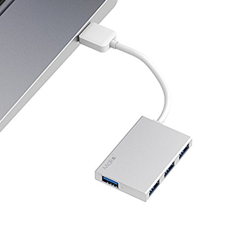 MAKETECH Ultra Slim Aluminum 4 Port Portable USB 3.0 HUB for Macbook, Ultrabook and Laptop (Silver)