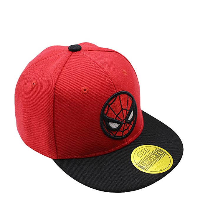 Diluma Kids Spider Man Cartoon Falt Hat Snapback Baseball Cap (Red)