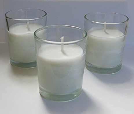Votive in Glass Burns 15-20 Hours Paraffin-Free Unscented Natural Votives White By CandleNScent (12)