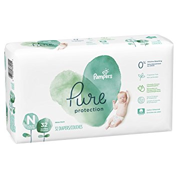 Pampers Pure Protection Newborn Disposable Baby Diapers, Size N ( &gt;10 lb), 32 Count