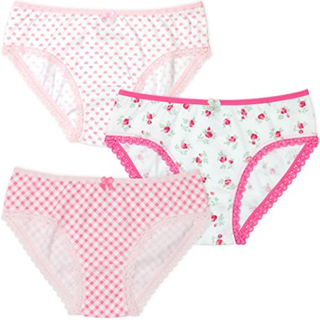 Lucky & Me Lily Girls Underwear Briefs, Organic Cotton, Tagless, 3 Pack