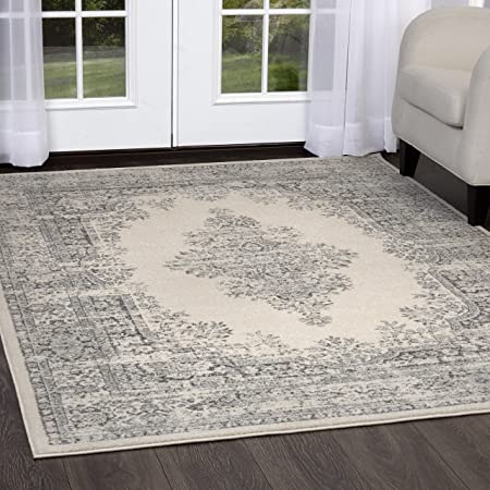 Home Dynamix Vintage Shilah Area Rug 7'9"x10'2", Distressed Ivory/Gray