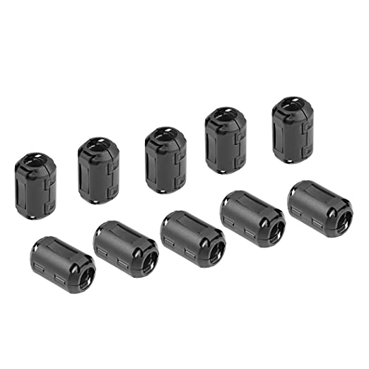 uxcell 13mm Ferrite Cores Ring Clip-On RFI EMI Noise Suppression Filter Cable Clip, Black 10pcs