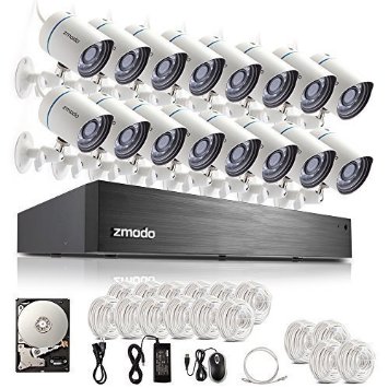 Zmodo 16 Channel Simplified PoE NVR Security System - 16 Megapixel 720P HD Outdoor IP Network CCTV Surveillance Camera Kit with 2TB Hard Drive & Scan QR Code Quick to View