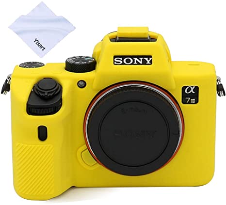 Yisau Sony A7iii A7Riii A7siii Case, Professional Silicone Rubber Case Cover Coverable Protective for Sony Alpha A7 iii A7r iii A7siii Camera   Microfiber Cloth (Yellow)