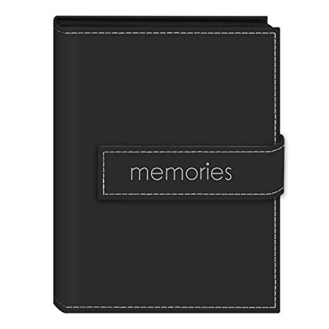 Pioneer Photo Albums 36-Pocket 5 by 7-Inch Embroidered "Memories" Strap Sewn Leatherette Cover Photo Album, Mini, Black