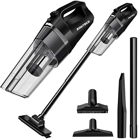 Handheld Vacuum Cleaner, Lightweight Portable Vacuum Cleaner with Powerful Cyclonic Suction, Rechargeable Li-ion with Stainless Steel Filter (Bagless) and 6 of Accessories