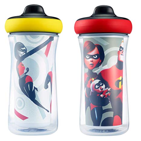 Disney/Pixar Incredibles 2 Insulated Hard Spout Sippy Cups 9 Oz, 2pk | Scan with Free Share the Smiles App for Cute Animation | Share with Friends | Leak Proof Cups | Keeps Drinks Cool | Drop Guard