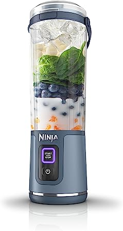 Ninja BC151NV Blast Portable Blender, Cordless, 18oz. Vessel, Personal Blender for Shakes & Smoothies, BPA Free, Leakproof Lid & Sip Spout, USB-C Rechargeable, Dishwasher Safe Parts, Denim Blue