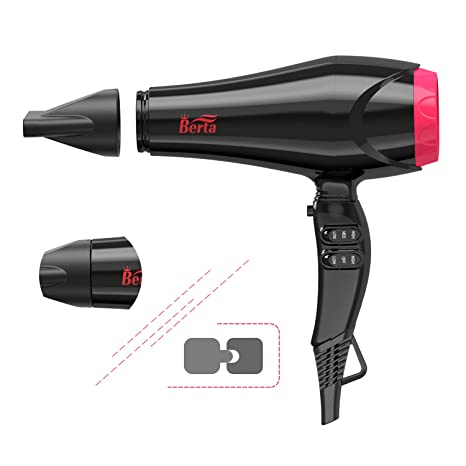 1875W Professional Salon Hair Dryer Negative Ionic Blow Dryer, 2 Speed 3 Heat Settings Cool Button with AC Motor, Concentrator Nozzle and Filter, Black