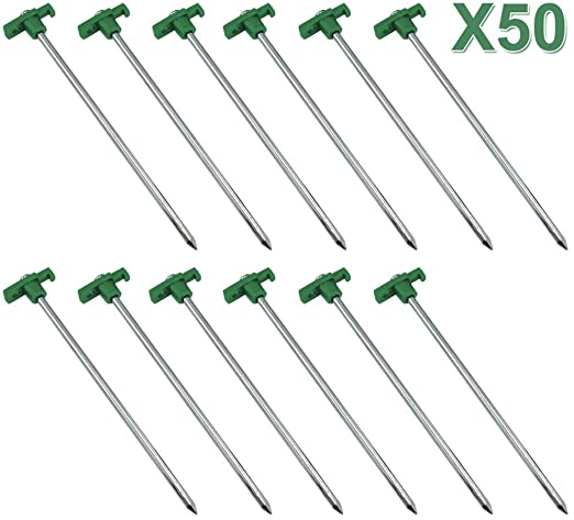 Yaheetech 50 Heavy Duty Metal Tent Pegs/Stakes Aluminium Hard Ground Pegs Lightweight Rock/Camping Pegs Alloy Tent Accessories