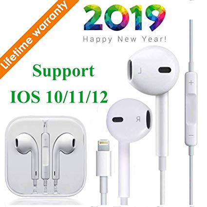 Lighting Connector Earbuds Earphones Stereo Headphones Noise Isolating Headset Built-in Microphone & Volume Control Compatible with iPhone X/Xs Max/XR 7/8/8Plus iOS 10/11/12 Plug and Play