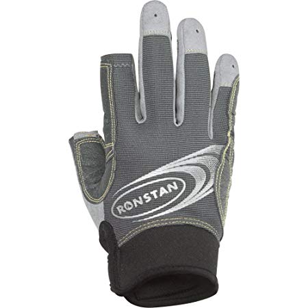 Ronstan Sticky Race Gloves with 3 Full and 2 Cut Fingers - Grey