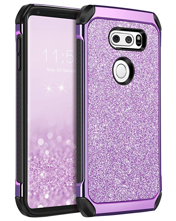 BENTOBEN LG V30 Case, LG V30  Case, LG V35 ThinQ Phone Cases, LG V30S ThinQ Cell Phone Case,Slim 2 in 1 Glitter Bling Sparkly Cover, Heavy Duty Shockproof Protective Cases for Women, Gilrs, Purple