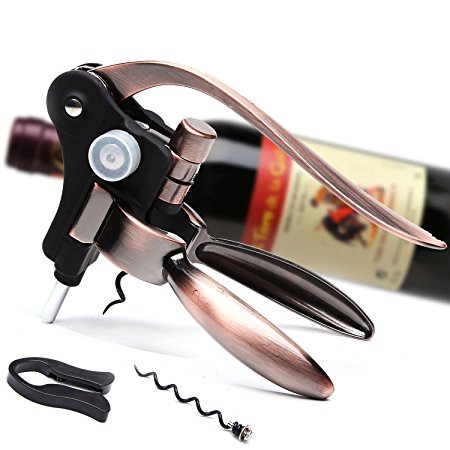 Danslesbls Best Rabbit Wine Opener Corkscrew With An Extra Corkscrew Worm/Spiral, Luxury Golden