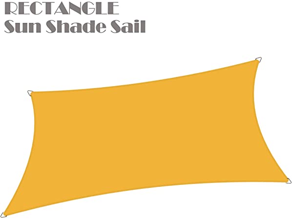 Alion Home 14' x 16' Rectangle PU Waterproof Woven Sun Shade Sail Custom (1, Mango Yellow)