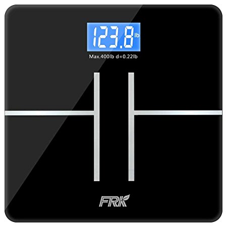 FRK High Accuracy Digital Body Weight Bathroom Scale with Large LCD Backlit Display and Wide Platform, Step-on Technology, 400. lb Capacity, 2-Year Warranty