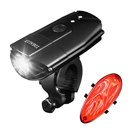 IDEALUX Bicycle Lights - 900 Lumens Super Bright Bike Lights Front and Back - Rechargeable LED Bike Light Set - Easy to Install Headlight & Taillight - IP65 Waterproof - Cycling Safety Flashlight