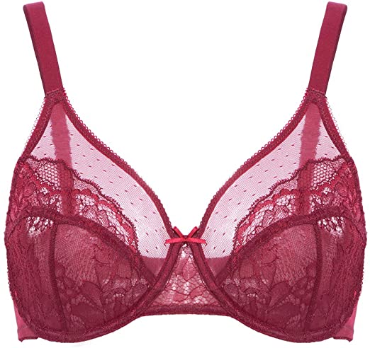 HSIA Women's Underwire Bra Minimizer Lace Foral Bra Unlined Unpadded Plus Size Full Coverage Bra 34C-44DDD