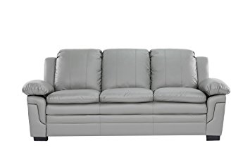 Divano Roma Classic Bonded Leather Sofa and Loveseat Living Room Furniture Set (Sofa, Grey)