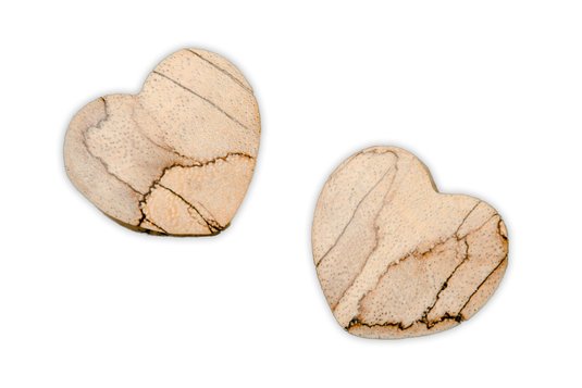 7/16" Pair Spalted Tamarind El Corazon Heart Shaped Wood Gauged Plugs Dunnygun Body Jewelry Earrings