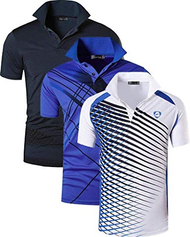 jeansian Men's 3 Packs Sport Quick Dry Short Sleeves Polo T-Shirt Tee