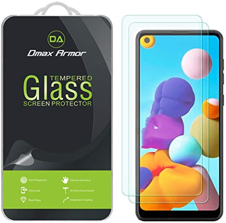 (2 Pack) Dmax Armor for Samsung Galaxy A21 Tempered Glass Screen Protector