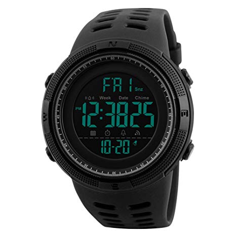 Digital Watch Mens Outdoor Sports Wrist Watch Military Waterproof Alarm Stopwatch Timer Dual Timezone