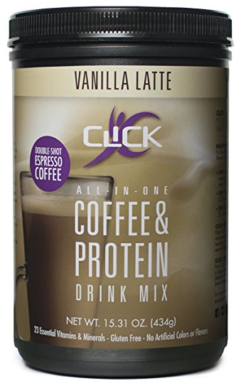 CLICK Espresso Protein Drink, Vanilla Latte (14-Servings), 15.31-Ounce Container
