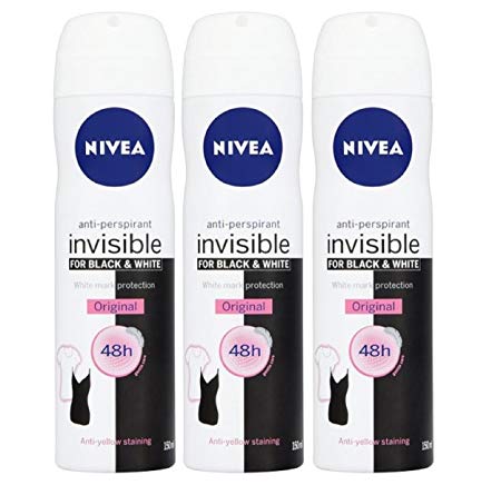 Nivea for Women Anti Perpirant Spray Invisible for Black & White 48h 150 Ml (Pack of 3)