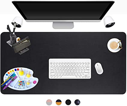 ONMIER Black Office Desk Pad, 31.5" x 15.7" Large Desk Mat for Computer, Leather Full Desk Mouse Pad, Durl Side Mousepad for Laptop, Big Desk Matte for Home Decor, Desk Blotter Pad for Protecor¡­