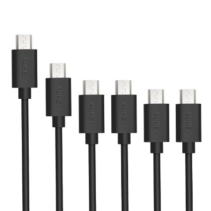 Micro USB Cable, AUKEY Quick Charges [6-Pack] with Hi-Speed USB 2.0, for HTC, LG G4, Samsung Galaxy S7/S6/Edge and More