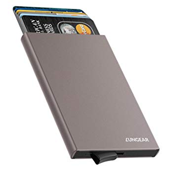 LUNGEAR Credit Card Holder Pop Up RFID Blcoking Security Slim Wallet Aluminum Case for Men and Women Up to Hold 6 Cards