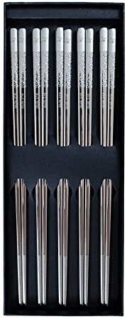 Stainless Steel Chopsticks (5, Stainless Steel 316 with Lucky Cloud)