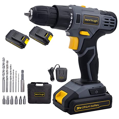 Uniteco 20V D023 Cordless Drill Driver Powerful Screwdriver 2x2.0Ah Li-ion Battery Platform With Fast Charger