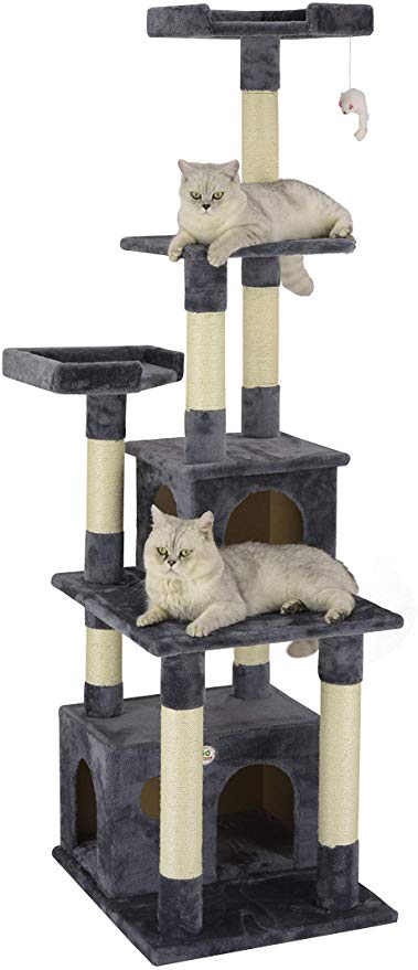 Go Pet Club   F206  Cat Tree Condo Scratcher Post Pet Bed Furniture , 67 inch , Black